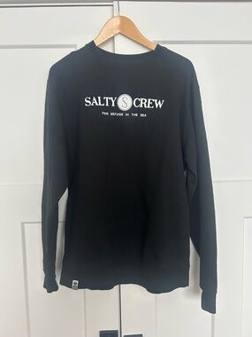Salty Crew Black Crewneck Sweatshirt with White Chest Logo